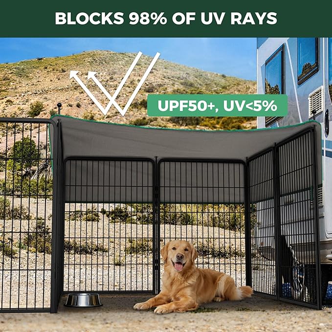 FXW Rollick Unleashed Dog Playpen for Indoor, Yard, RV Camping, 40 inch 16 Panels Dog Pen with Sun Shade for Medium and Large Dogs, Black│Patented
