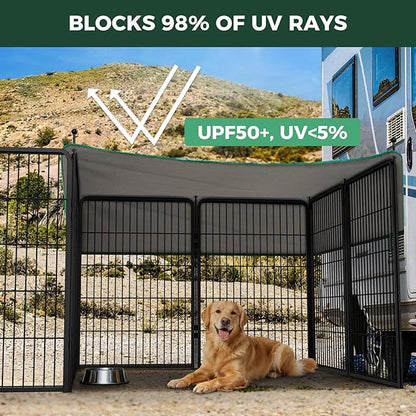 FXW Rollick Unleashed Dog Playpen for Indoor, Yard, RV Camping, 40 inch 16 Panels Dog Pen with Sun Shade for Medium and Large Dogs, Black│Patented