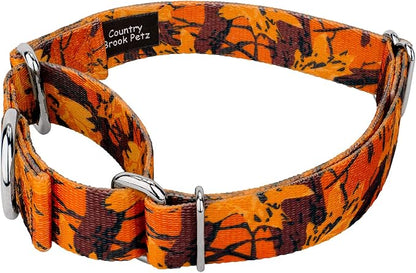Country Brook Petz - Orange Sunset Camo Martingale Dog Collar and Leash - Camouflage Collection Featuring Rugged Designs (1 Inch, Extra Large)