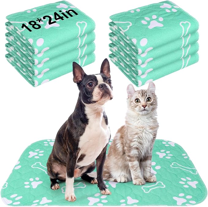 BEAUTYZOO 8 Pack Washable Pee Pads for Dogs, Reusable Puppy Pads for Potty Training, Waterproof Super Absorbent Whelping Pads Mats Non Slip Against Urine for Small Medium Dogs Cats, 18" x 24"