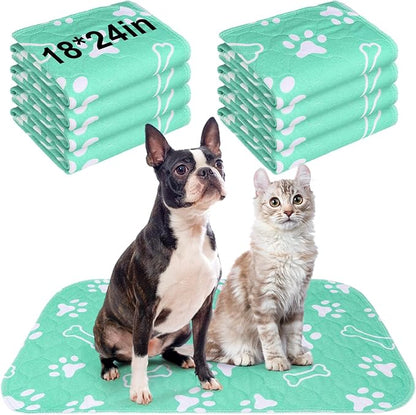 BEAUTYZOO 8 Pack Washable Pee Pads for Dogs, Reusable Puppy Pads for Potty Training, Waterproof Super Absorbent Whelping Pads Mats Non Slip Against Urine for Small Medium Dogs Cats, 18" x 24"
