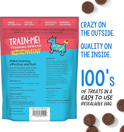 Crazy Dog Mini Train-Me! Training Treats 4 oz. Bag, Bacon Flavor, with 200 Treats per Bag, Recommended by Dog Trainers