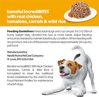 Purina Beneful Small Breed Wet Dog Food in Gravy, IncrediBites With Real Chicken - (8 Packs of 3) 3 oz. Cans