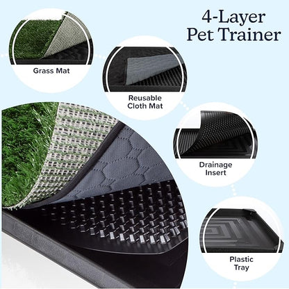 Artificial Grass Puppy Pee Pad for Dogs and Small Pets - 20x30 Inch, Reusable 4-Layer Turf Pads for Dogs with Tray - Indoor and Outdoor Fake Grass Potty Pet Supplies by PETMAKER