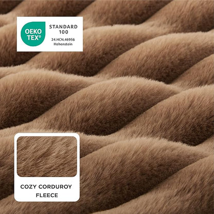 Bedsure ComfyFleece™ Orthopedic Dog Beds Large Sized Dog, Waterproof Memory Foam Pet Bed with Sides, Non-Slip Bottom and Egg-Crate Foam Large Pet Couch Sofa with Washable Corduroy Cover, Brown