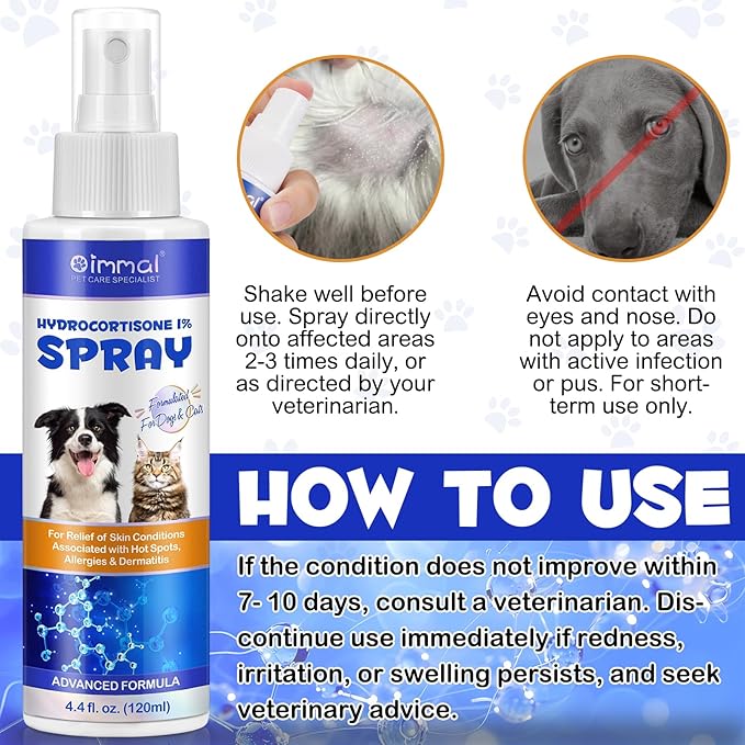 ALIVO Hydrocortisone Spray for Dogs & Cats - Itch Relief Spray & Hot Spot Treatment for Dogs, Supports Irritated Dry Itchy Skin & Skin Allergies, Skin Infections & Irritations Relief - 120ml / 4 oz