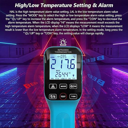2PCS Infrared Thermometer Gun Rechargeable, -58℉~2912℉ High Temp Laser Industrial Thermometer, D:S=30:1 Touch Button Waterproof Pyrometer, Digital IR Temperature Gauge with Type-C Port (NOT for Human)