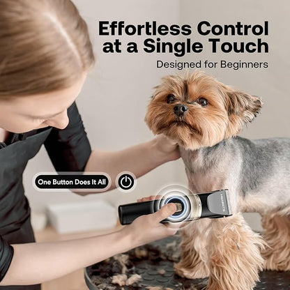 HEAPETS Dog Clippers for Grooming, Low Noise, Electric Quiet, Adjustable Clipper Comb, Rechargeable Cordless Dog Hair Clippers for Dogs Cats Pets, Black