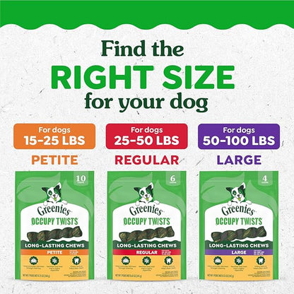 Greenies Occupy Twists Natural Dog Treats Petite Size Dog Chews Long Lasting Chicken Flavor, 35 oz. Pack, 40 Count