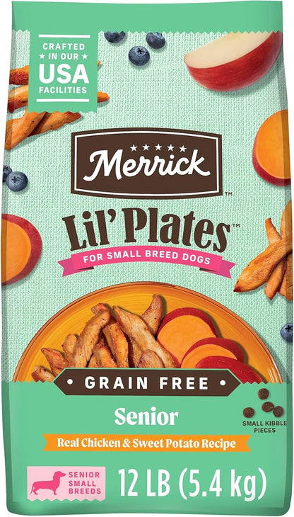 Merrick Lil’ Plates Premium Grain Free Senior Dry Dog Food For Small Dogs, Real Chicken, Sweet Potato Kibble - 12.0 lb. Bag