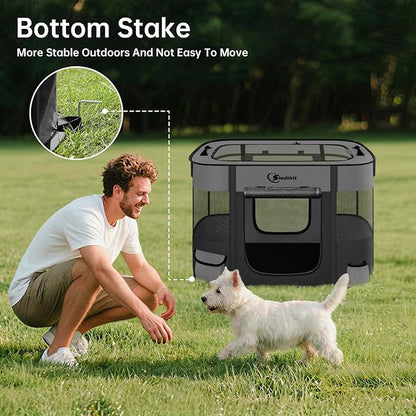 Dog Playpen,Cat Pet Puppy Pen,Portable Playpens for Dogs Indoor Outdoor Travel Camping Use,Foldable Dog Kennel Tent Crate for Rabbit Small Animals with Carrying Case (Dark Grey, Small)