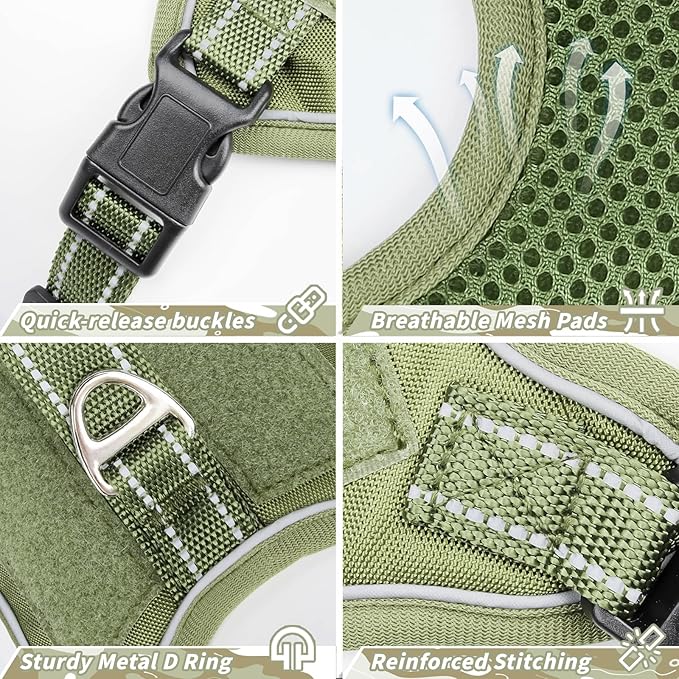 Tactical Dog Harness for Small Dog - Reflective Puppy Pet Vest No Pull Military Service Dog Vest with Vertical Handle XS Dog Harness for Outdoor Training