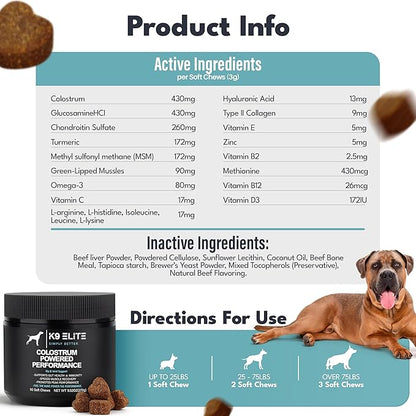Dog Allergy Relief Chews for Itching Skin – Anti Itch, Gut Health & Immune Support with Colostrum & Omega 3 – Skin & Coat Supplement for Dogs