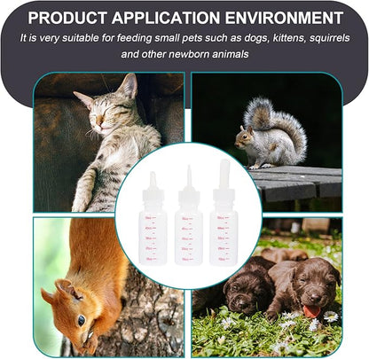 3pcs Pet Bottle Plastic Bottle Plastic Feeding Kitten Accessory Small Feeding Portable Nurser Milk Rabbit Supply
