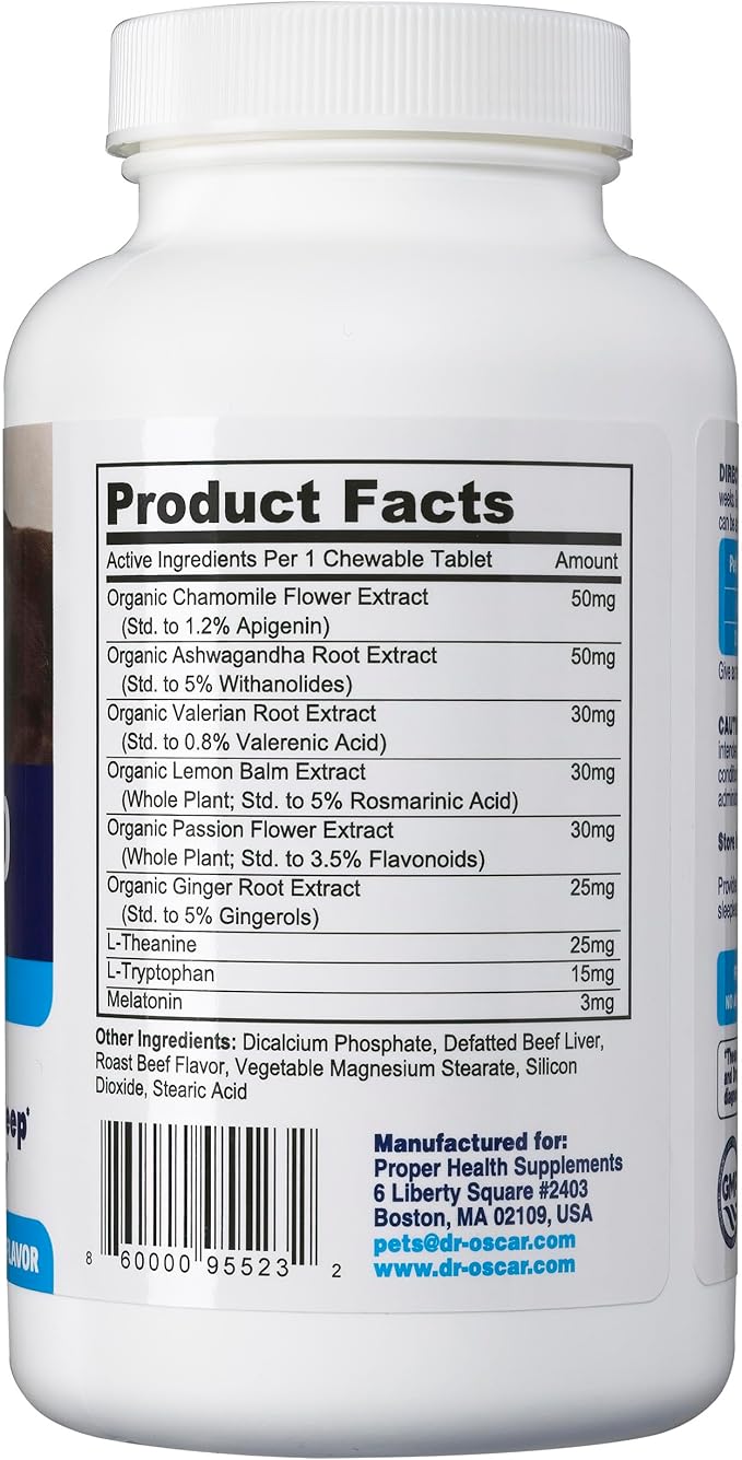 Dog Sleep Aid for Dogs, Better Than Melatonin or Calming Chews Only, Best Sleeping Pills + Melatonin, 120 Tablets, Puppy Sleep Aid, USA