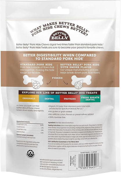 Better Belly Highly Digestible Rawhide Twist Sticks Chews, Treat Your Dog to a Chew with NO Artificial Colors or Flavors 25 Count (Pack of 1)