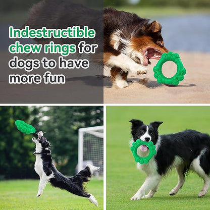 Indestructible Dog Chew Toys for Aggressive Chewers, Super Dog Chewer Toys for Medium Large Dogs, Interactive Dogs Ring Toy, Heavy Duty Teething Toys
