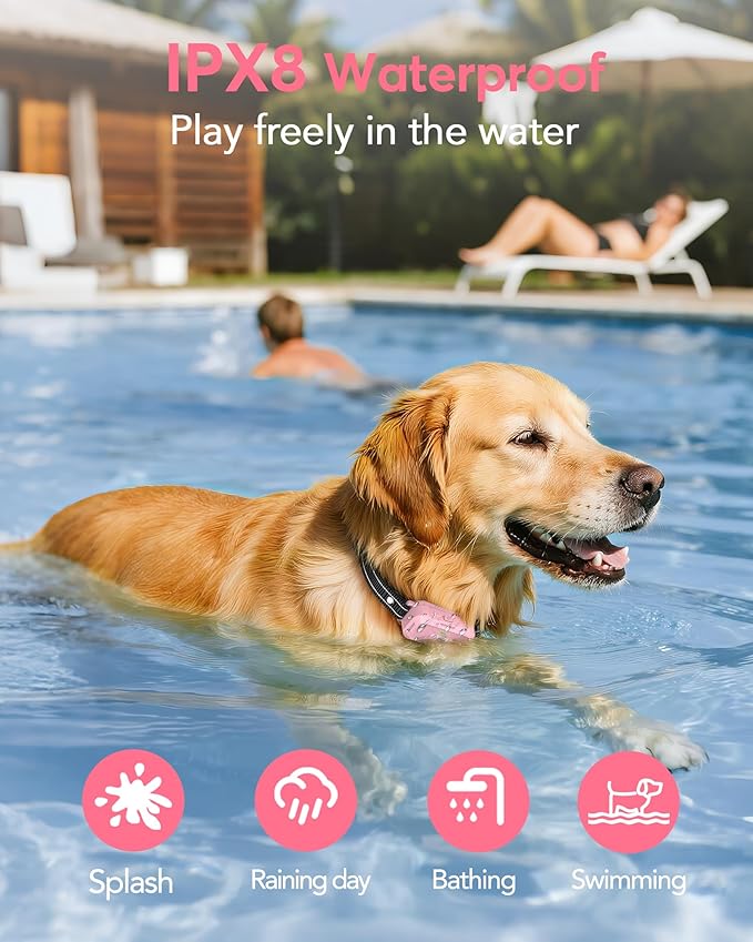 Jugbow Dog Shock Collar - 4200FT Dog Training Collar with Remote, IPX7 Waterproof Electric Collar with 4 Training Modes, Security Lock, Rechargeable e-Collar for Dogs 10-120lbs(Pink)