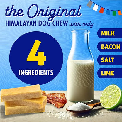 Himalayan Dog Chew Original Yak Cheese Chew, Bacon, 1 Large Stick, 3.3 oz, Gluten Free, Healthy Treats, Grain & Lactose Free 100% Natural, Long Lasting Chews for s Under 55 lbs