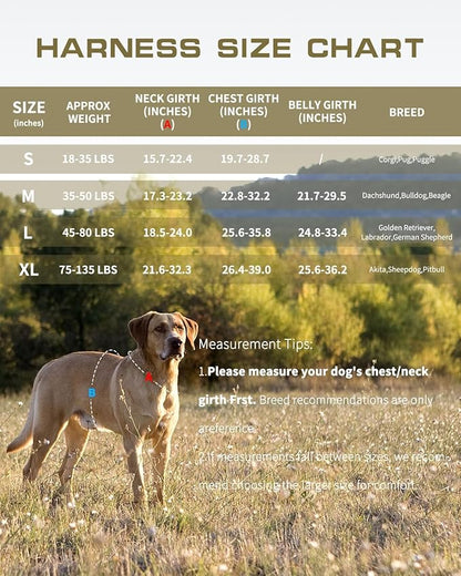Tactical Dog Harness Medium Sized, Heavy Duty No Pull Dog Harness with Handle, Easy On and Off Service Dog Vest with Molle System, Reflective Pet Vest for Walking Hiking Training