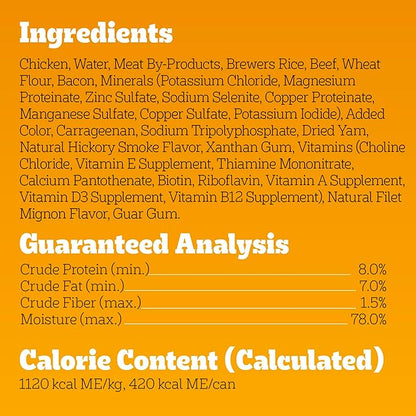 Pedigree Chopped Ground Dinner Adult Soft Wet Dog Food Filet Mignon & Bacon Dinner, Canned Dog Food, 13.2 oz. Cans (12 Count, Pack of 1)