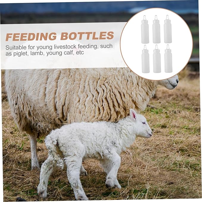 Levemolo Lamb Feeding Bottles Set of 6 250ml Milk Feeder for Puppies Pig Feeders Animal Feeding Bottles for Household Use