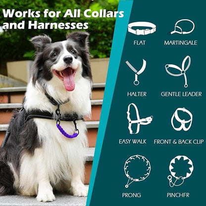 PetBonus Dog Collar Safety Clip, Handmade Backup Safety Strap for Dog Harness, Prong, Pinch Collar, Double Ended Clasp Leash Connector (Purple)