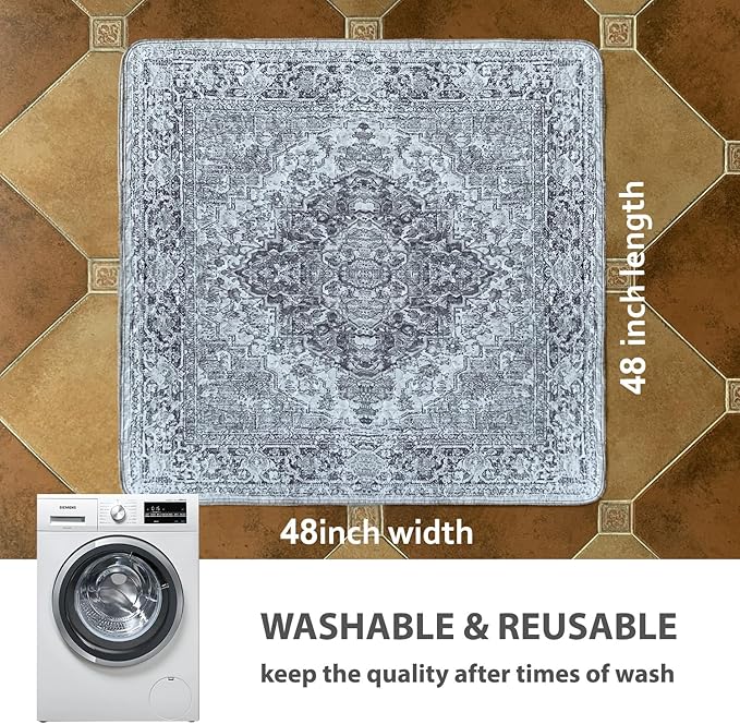 nunubaby Washable Pee Pads for Dogs, Stylish, Non-Slip and Leak-Proof Pee Pads. Reusable Potty Pads for Dogs for Crates and Floors.(Grey/Geo, 48" x48" )