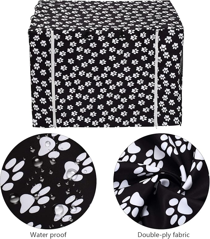 Pethiy Dog Crate Cover Durable Polyester Pet Kennel Cover Universal Fit for Wire Dog Crate - Fits Most 36 inch Dog Crates - Cover only -Black-36