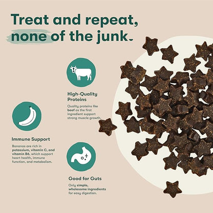 Jinx Beef & Banana Training Treats for Dogs and Puppies, Low-Calorie, All Natural, Slow-Smoked Real Beef, No Fillers 4oz, 6 Pack