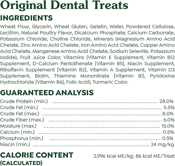 Greenies Veterinarian-Recommended Adult Natural Dental Dog Treats Regular Size, Dog Dental Chews, Original Flavor, 54 oz. Pack, 54 Count