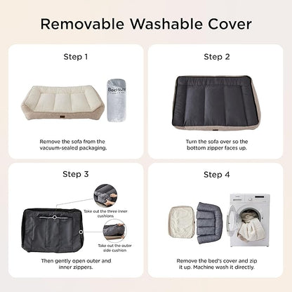Bedsure SupportMax™ Orthopedic Dog Beds Large Sized Dog - As Seen on TV Extra Thick Supportive Large Dogs Bed with Waterproof Washable Cover, L Plus Comfort Pet Sofa with Soft Sherpa, Beige, 38"