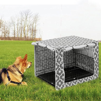 Pethiy Dog Crate Cover Durable Polyester Pet Kennel Cover Universal Fit for Wire Dog Crate - Fits Most 42 inch Dog Crates - Cover only-Gray Soles-42