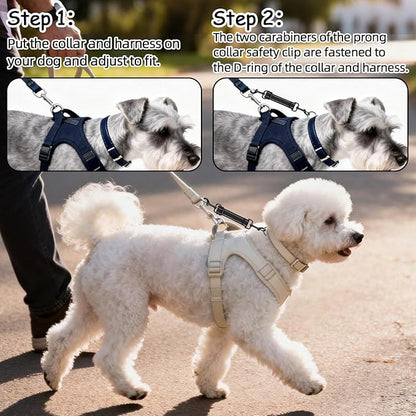 YUEPET Dog Safety Collar Clips 2 Pack Adjustable Prong Collar Backup Clips Reflective Double Ended Backup Clasp Leash Connector for Dog Harness to Collar Safety Clip(Trapezoid Black*2)