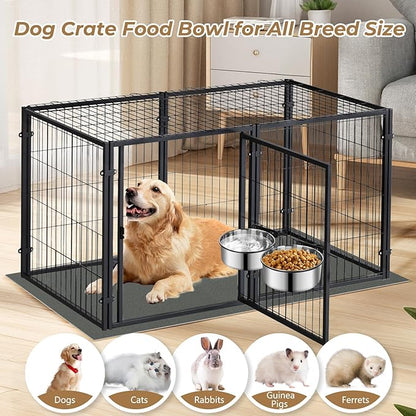 2 Pack Large Kennel Bowls Mountable,Dog Crate Water Bowl No Spill,Hanging Dog Bowl for Crate Cage,Stainless Steel Dogs Water Feeder Dish for Dogs Cats Bunny Ferret Bird,Silver