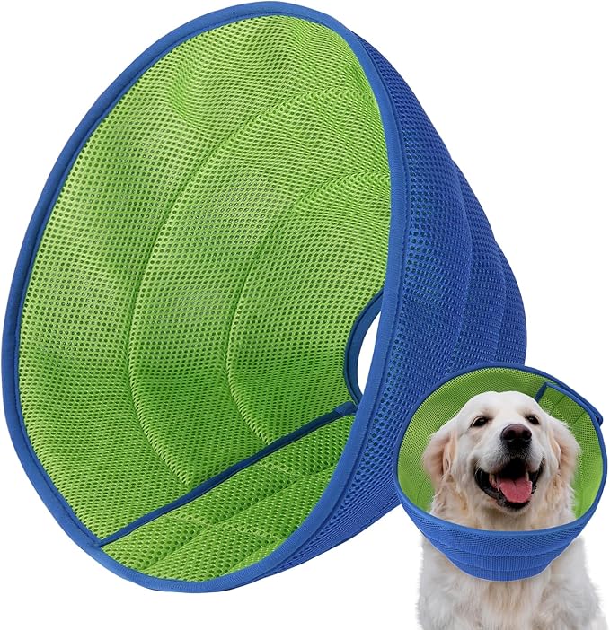 Inspack Soft Dog Cone Recovery Collar After Surgery, High-Density Fabric Ecollars for XL Dogs, Adjustable Comfortable Elizabethan Collar to Prevent Licking, Durable Soft Support, Blue Pro, Extra Large