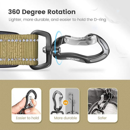 IOKHEIRA Multifunctional Dog Leash - 4-6 FT Strong Bungee, Car Seatbelt Compatible, Army Green