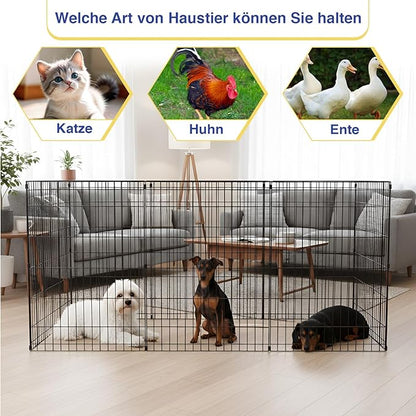 FDW 36 Inch Dog Pen 8 Panel Dog Playpen Indoor Outdoor Metal Puppy Pet Fence Portable Folding Animal Exercise Fence,Black