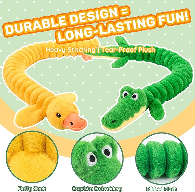 LECHONG 2-Pack 40” Extra-Long Squeaky Dog Toys for Large Dogs, Soft Chew Plush Stuffed Animal Dogs Toy, Interactive Tug-of-War Dog Toys for All Dogs to Keep Them Busy