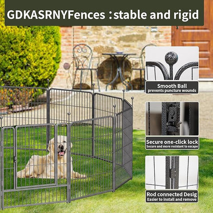 Dog Playpen,32/40/45 Inch Height in Heavy Duty, Folding Indoor Outdoor Anti-Rust Dog Exercise Fence, Portable Pet Playpen with Door for Large Medium Small Dogs and Pet (24 Panels, 32 Inch) Silver