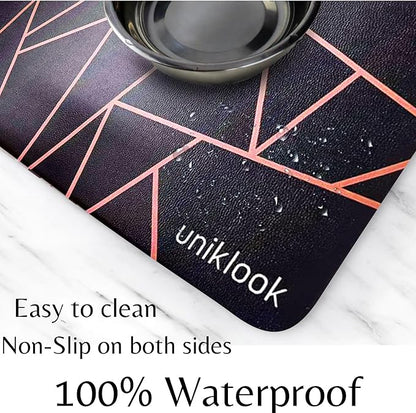 Large Pet Placemat, Dog Cat Mat Dog Feeding mat Pet Safe 28" X 16.5" Waterproof Easy to Clean Mat for Food & Water Bowls Waterproof Boho Uniklook