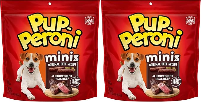 Pup-Peroni Mini Dog Treats, Original Beef Flavor, 22.5 Ounce, Made with Real Beef (Pack of 2)