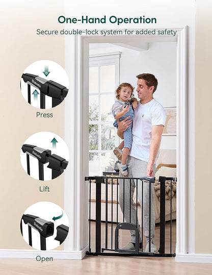 Babelio Baby Gate with Cat Door, CatPrivilege Ⅲ, Extra Wide 29-55" Cat Gate, 30" Tall Pressure Mounted Safety Gate for Large Openings, Stairs & Doorways, Auto Close, Black