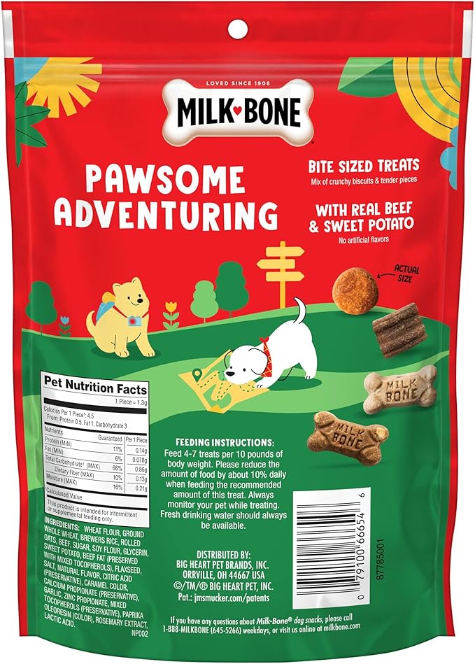 Milk-Bone Trail Mix with Real Beef & Sweet Potato, Crunchy & Chewy Dog Treats, 8 Oz. Bag