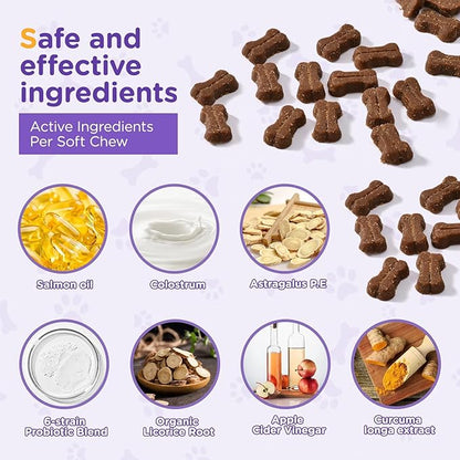 Dog Allergy Relief Chews, Dog Itching Skin Relief, Omega 3 for Dogs Itch Supplement, Relieve Seasonal Allergy, Provide Immune Support (Chicken Flavor, 100ct)