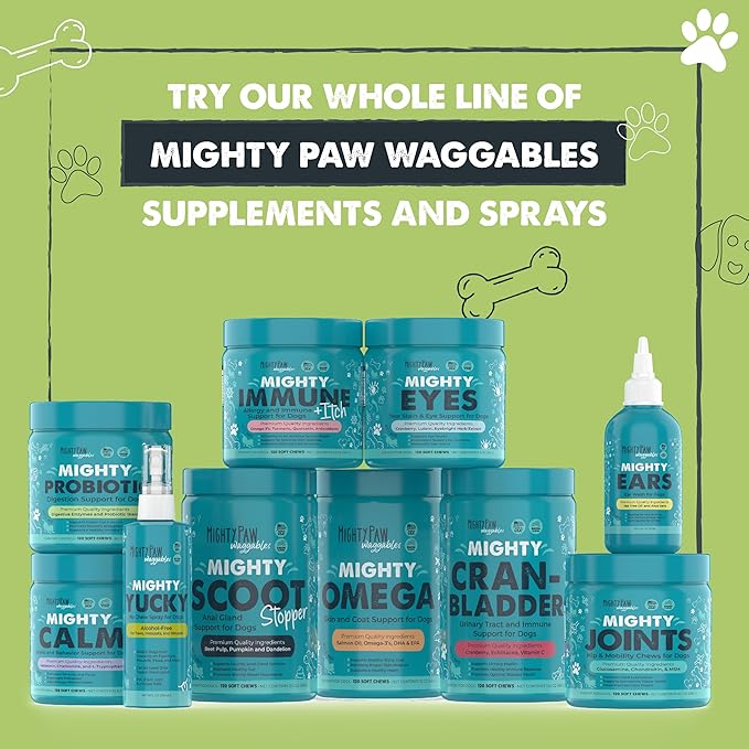 Mighty Paw Waggables Probiotic Chews for Dogs (Made in USA) | Dog Probiotics & Digestive Enzymes. Bacon Flavor Probiotic for Dogs Digestive Health. Prebiotics, Probiotics for Dog Gut Health (120 Ct)