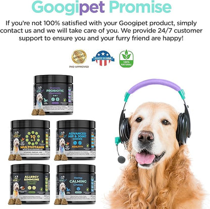 Googipet Probiotics for Dogs Digestive Health - Prebiotics and Probiotics Chews for Dog Yeast Infection Treatment + Digestive Enzymes - Dog Probiotics for Itchy Skin & Ears w/Papaya, Pumpkin, & Fiber