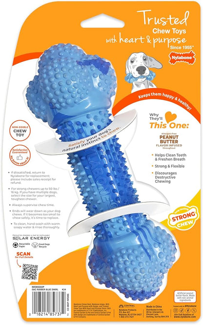 Nylabone Double Action Bone Strong Chew Toy for Dogs, Natural Rubber Dog Toy for Boredom, Peanut Butter Flavor, Large Dogs - Up to 50 lbs, 1 Count