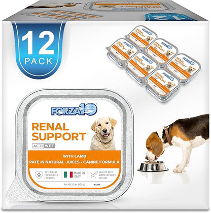 Forza10 - Dog Food, Vet Formulated Wet Dog Food for Kidney Support, Non-GMO, Lamb Flavor, Made in Italy (3.5 oz, 12 Pack)