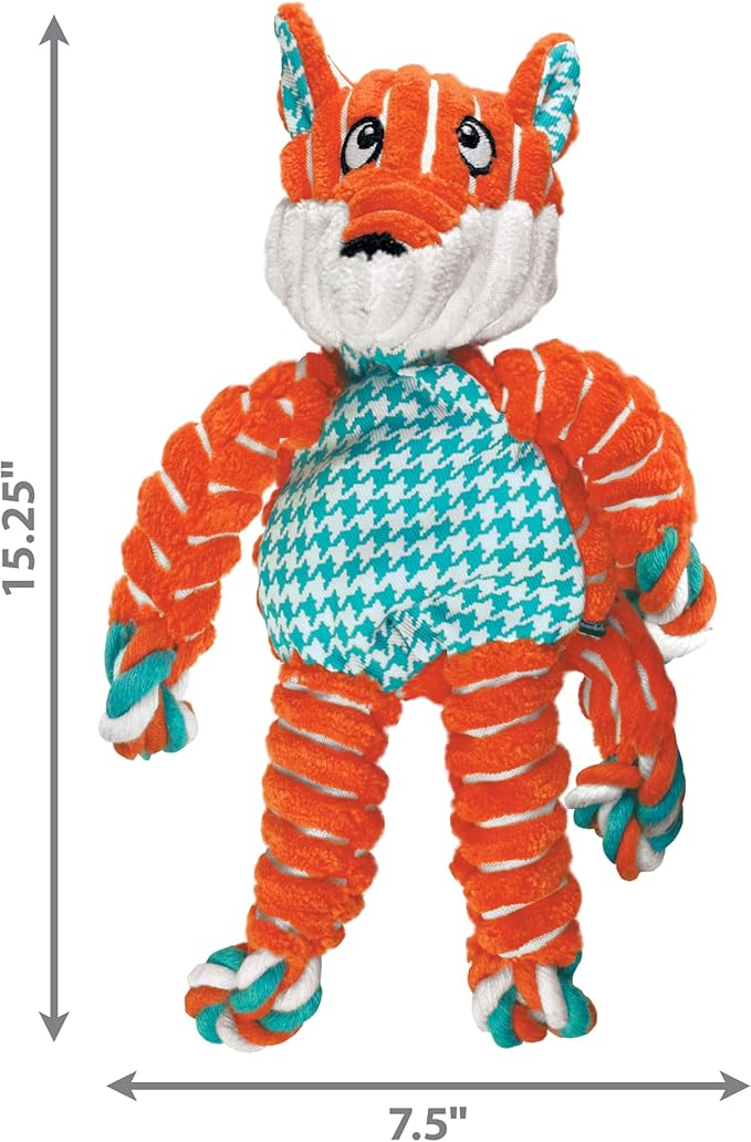 KONG Floppy Knots - Knotted Rope Dog Toy Entices Play - Tug Toy Satisfies Natural Instincts - Dog Supplies with Floppy Design & Minimal Stuffing - Fox, for Medium/Large Dogs